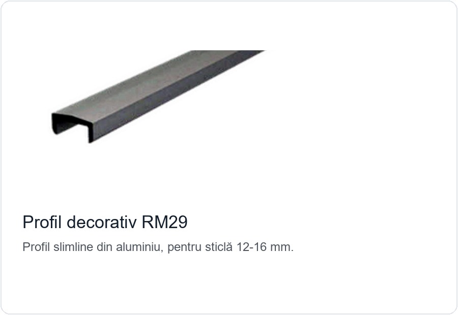 Profil decorativ RM29 pentru balustradă din sticlă